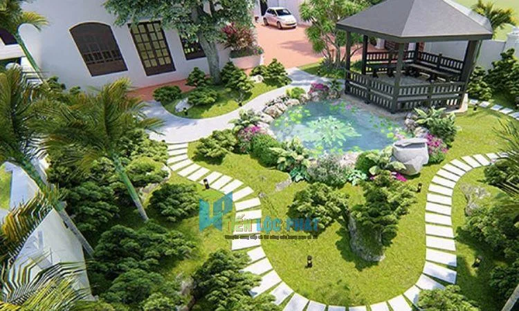 bố trí sân vườn trước nhà