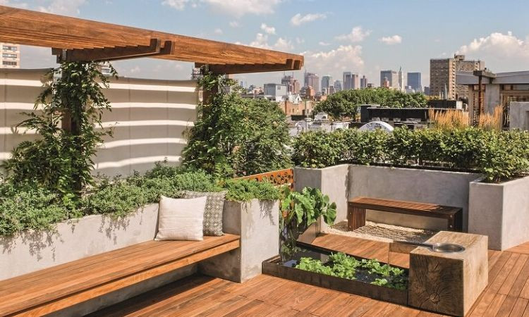 sân vườn trên sân thượng