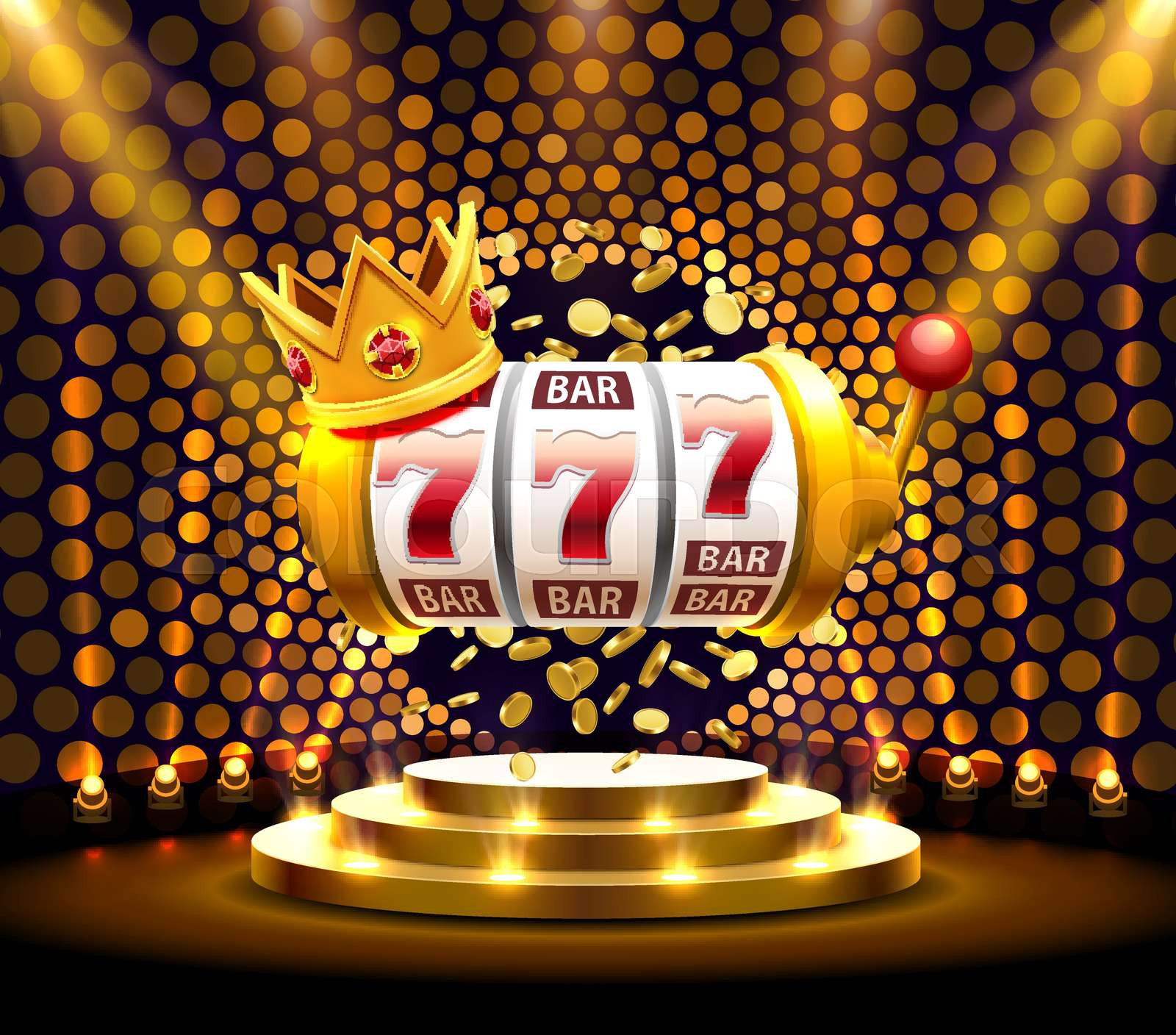 King slots 777 banner casino on the golden background. | Stock vector ...