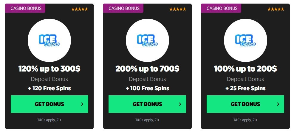 Ice Casino Review 2023 - 120% bonus CA$300 +120 Free Spins