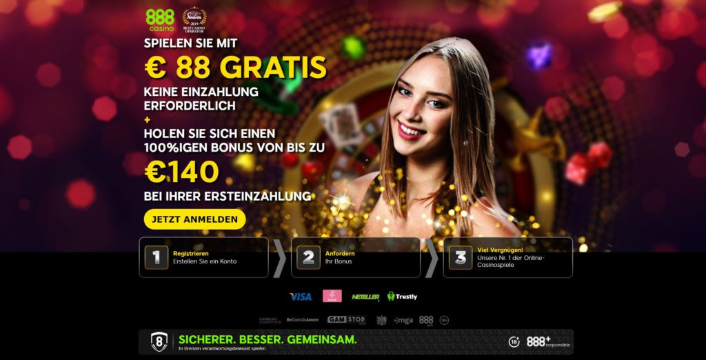 88€ Bonus ohne Einzahlung im 888 Casino - Spielgeld-Casino.com