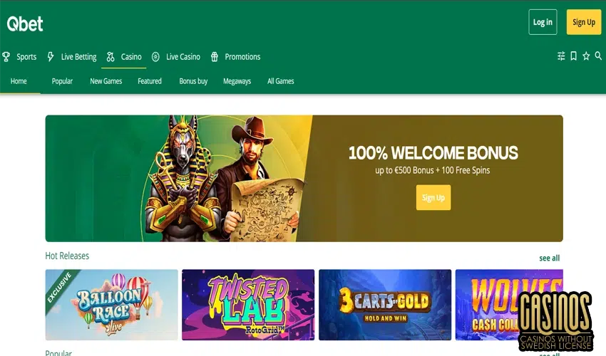 Qbet Casino Review | €100 Bonus | 100 FS | 5% Daily Cashback