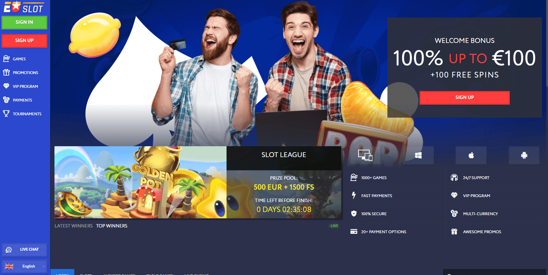 Eu Slot No Deposit Bonus