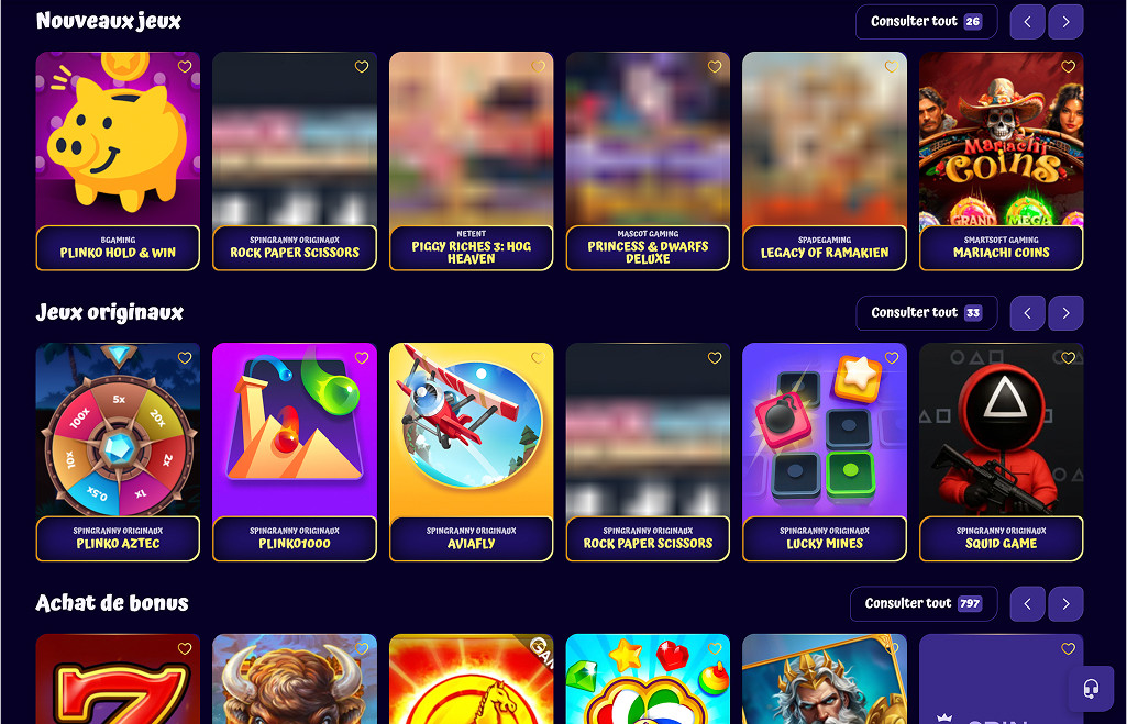 Casino SpinGranny - Profitez d'un bonus Ladder de 4 500
