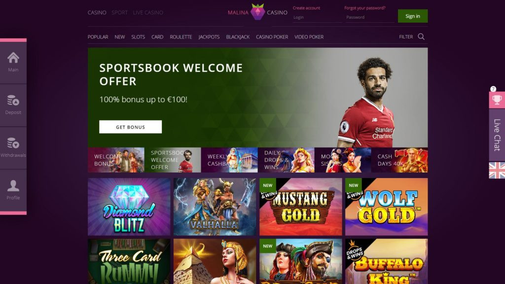 Malina Casino review– grab a 100% match bonus plus 200 free spins ...