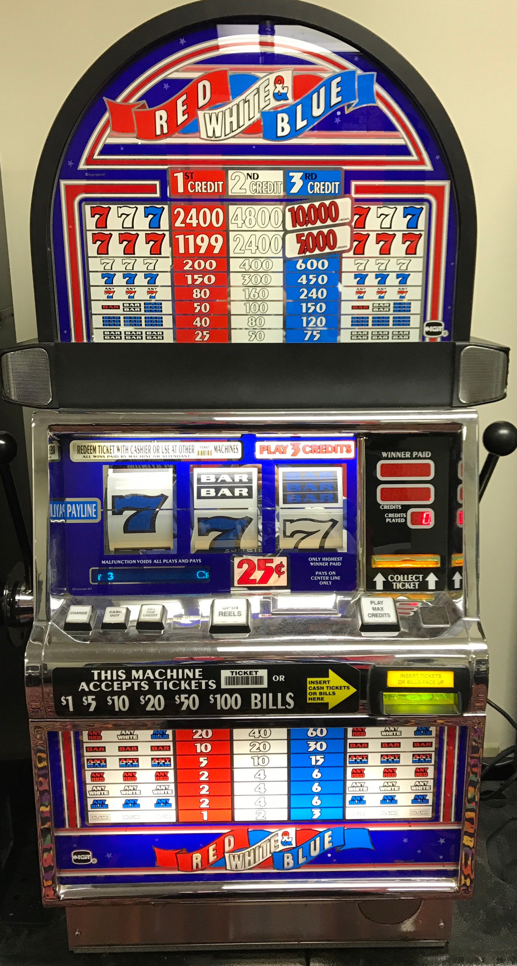 IGT S2000 Slot Machine Red White and Blue-SMU