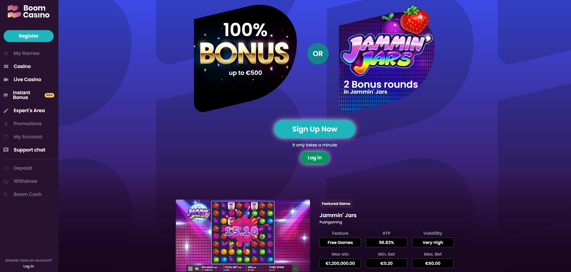 Boom Casino Review 2023 | 100% Welcome Bonus Up to €500 🎖️