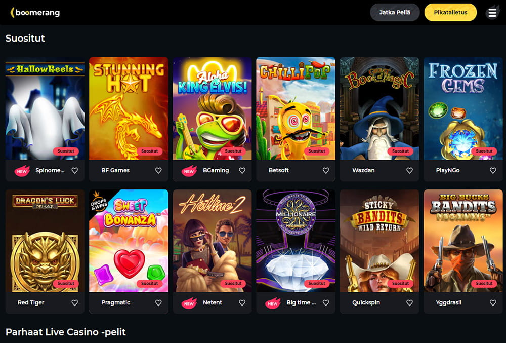 Boomerang Casino Arvostelu 2025 ️ Turvallisuus, Pelit, RTP