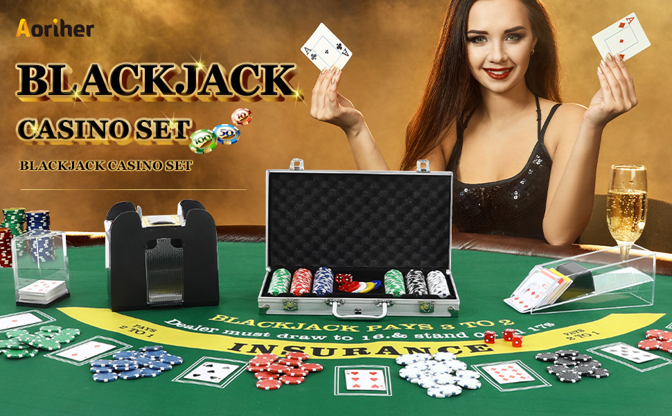Amazon.com: Aoriher Blackjack Casino Game Set, Include 300 Poker Chips ...