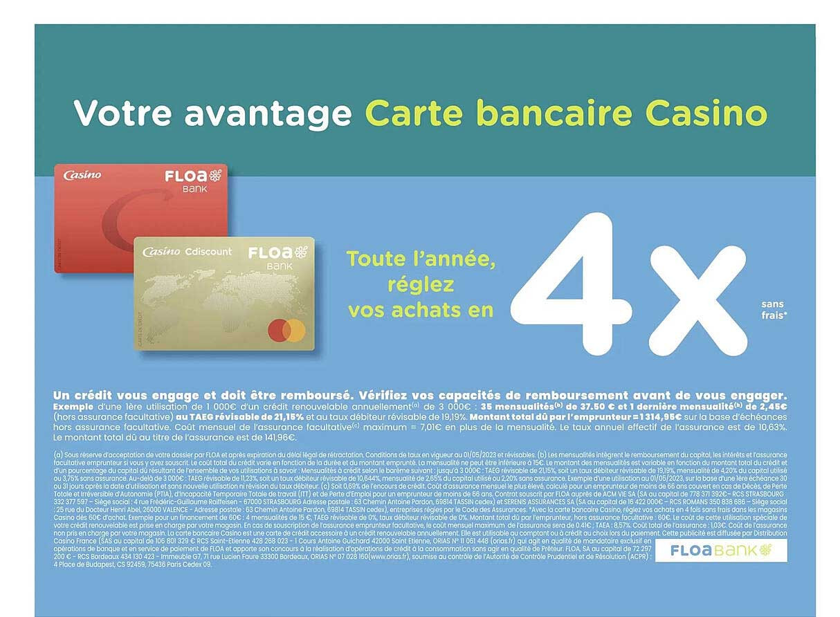 Promo Carte Bancaire Casino chez Casino Supermarchés - iCatalogue.fr