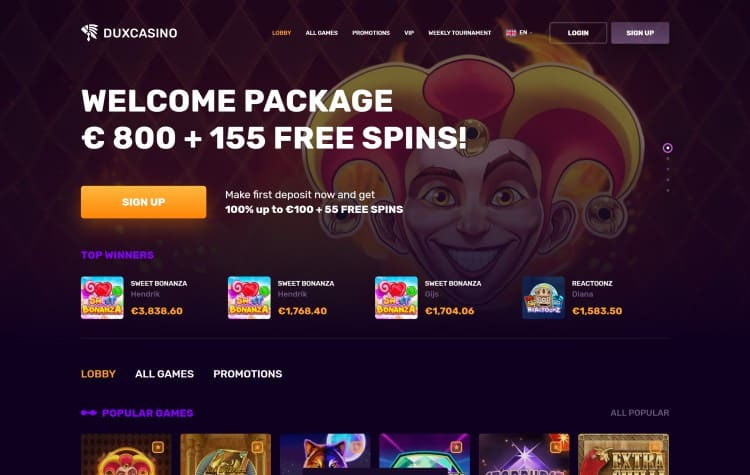 Dux Casino Review (2021) - €800 + 155 Gratis Spins