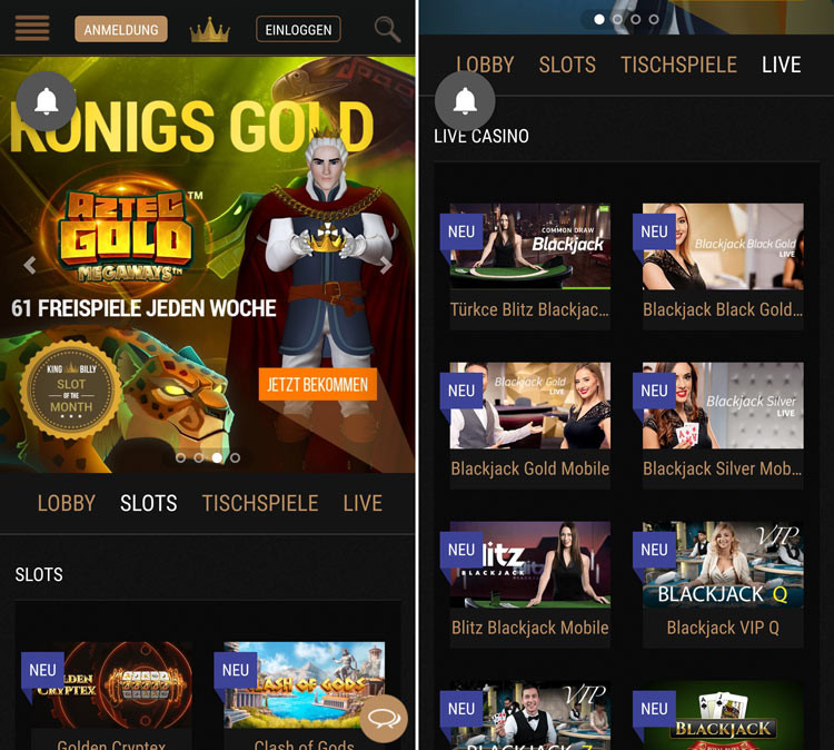 King Billy Casino Bewertung - 50 FS Bonus ohne Einzahlung