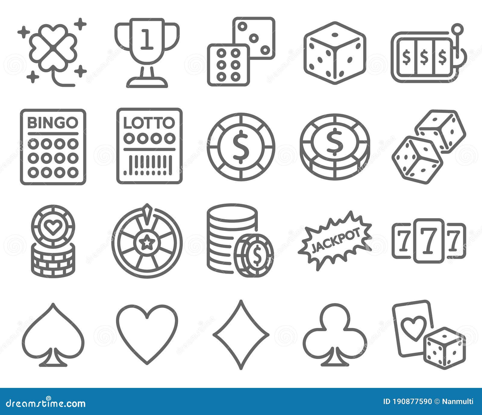 Lotto Casino Icon Set Vector Illustration. Contains Such Icon As Card ...