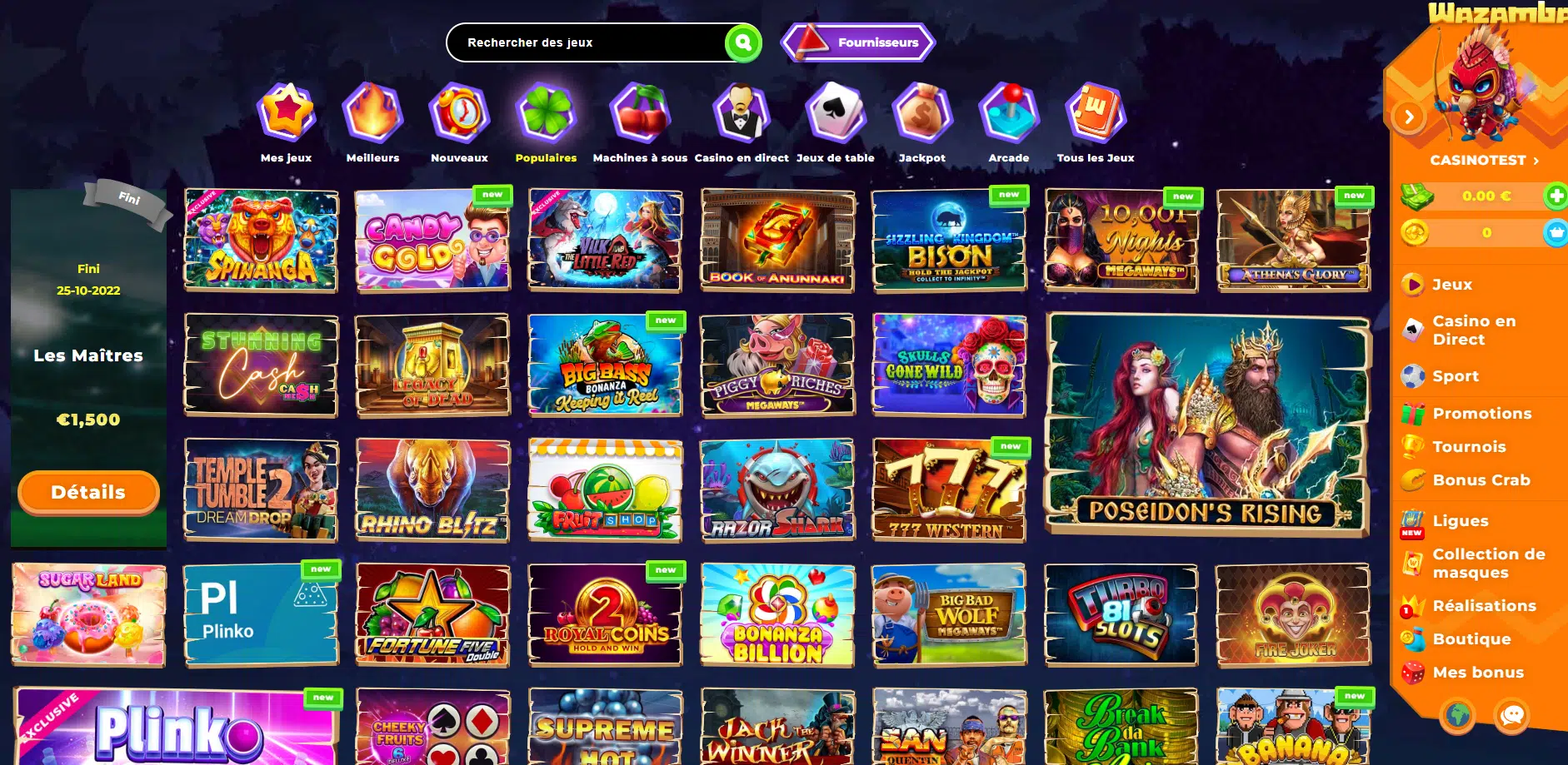 Wazamba ᐈ Bonus Bienvenue 500€ + 200 FS +1 Bonus Crab