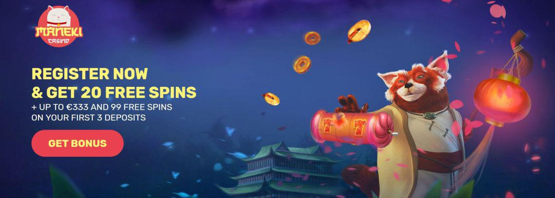 20 + 20 Free Spins no Deposit bei Maneki - Free Spins