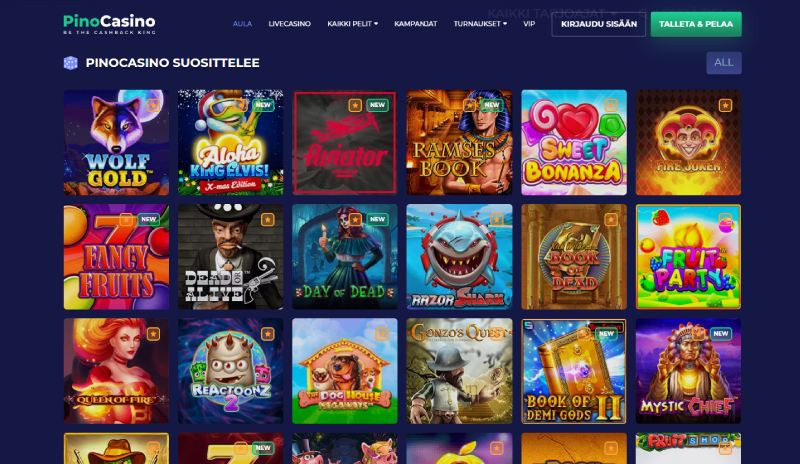 Pino Casino – pikakasinolta 200€ bonus + 100 ilmaiskierrosta