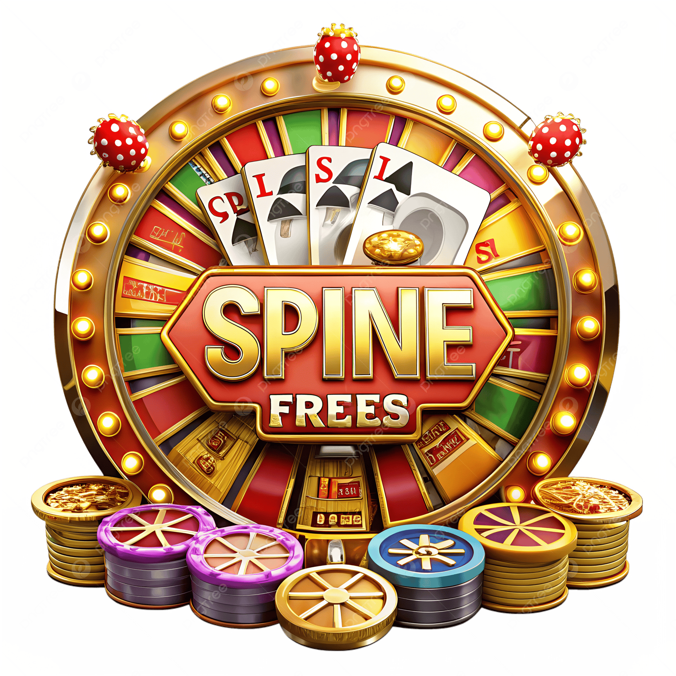 Casino Slot Machine Spin Free Bonus Round Gold Wheel With Chips ...