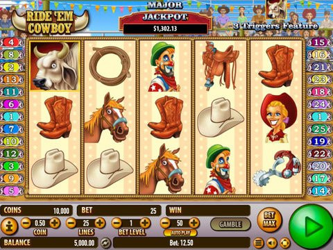 Play the Ride 'Em Cowboy Slot Machine No Download Free Play Game