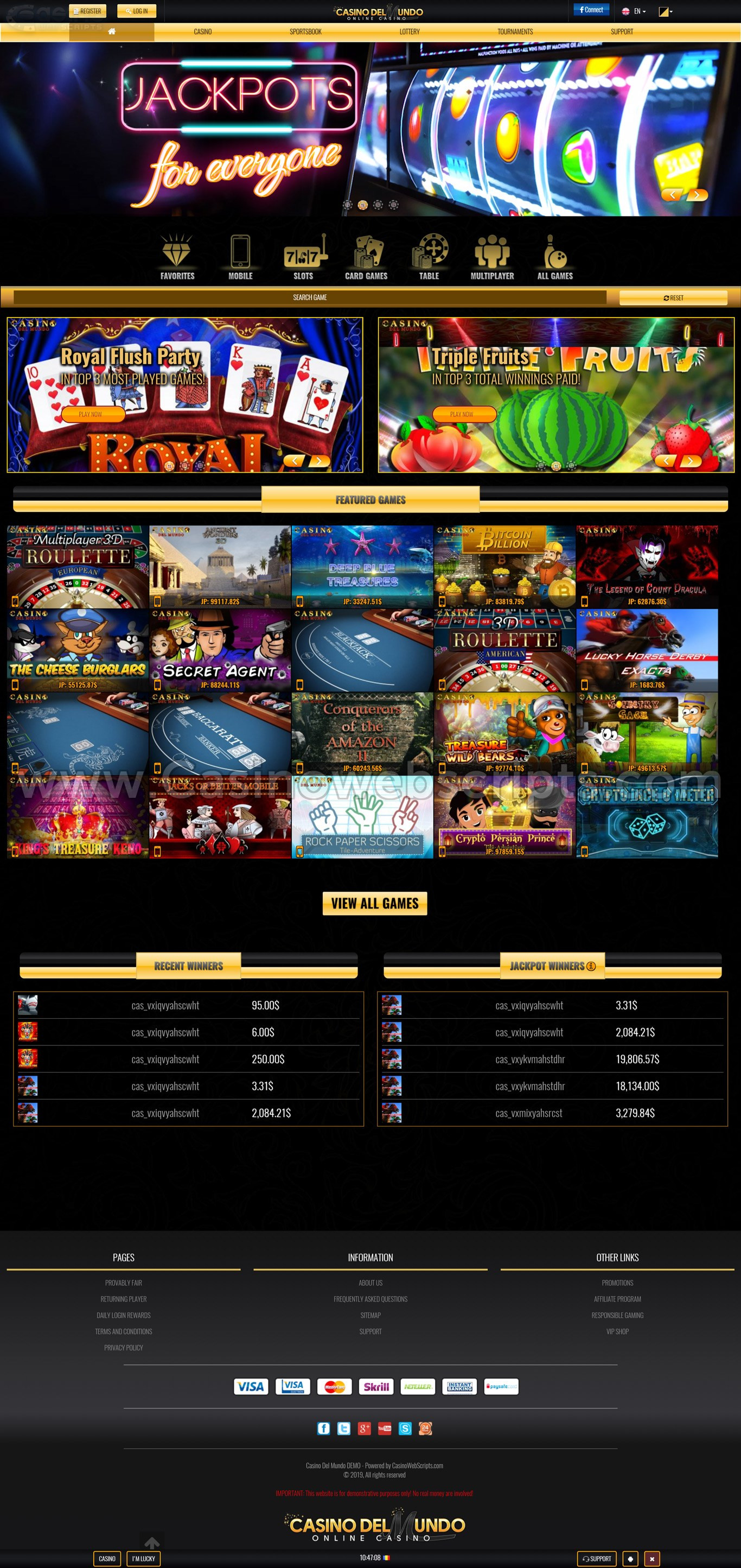 Try our casino website demo