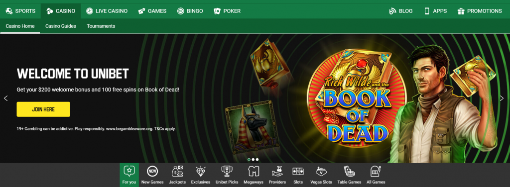 Unibet 🍓 $200 Bonus + 100 Free Spins - Deluxe Casino Bonus