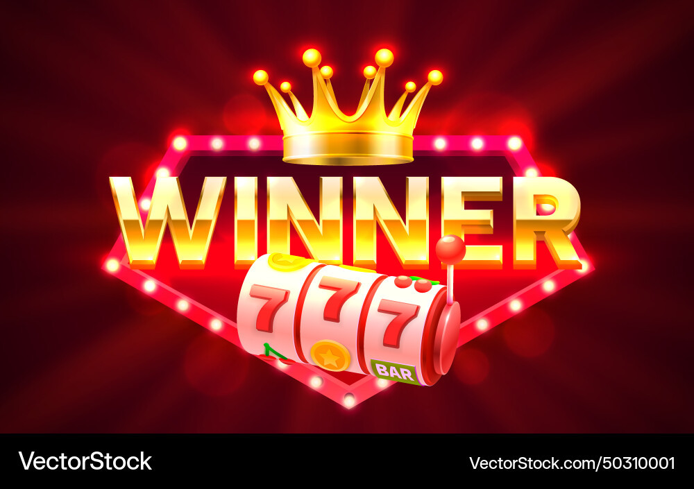 Winner slots icons slot sign machine night vegas Vector Image