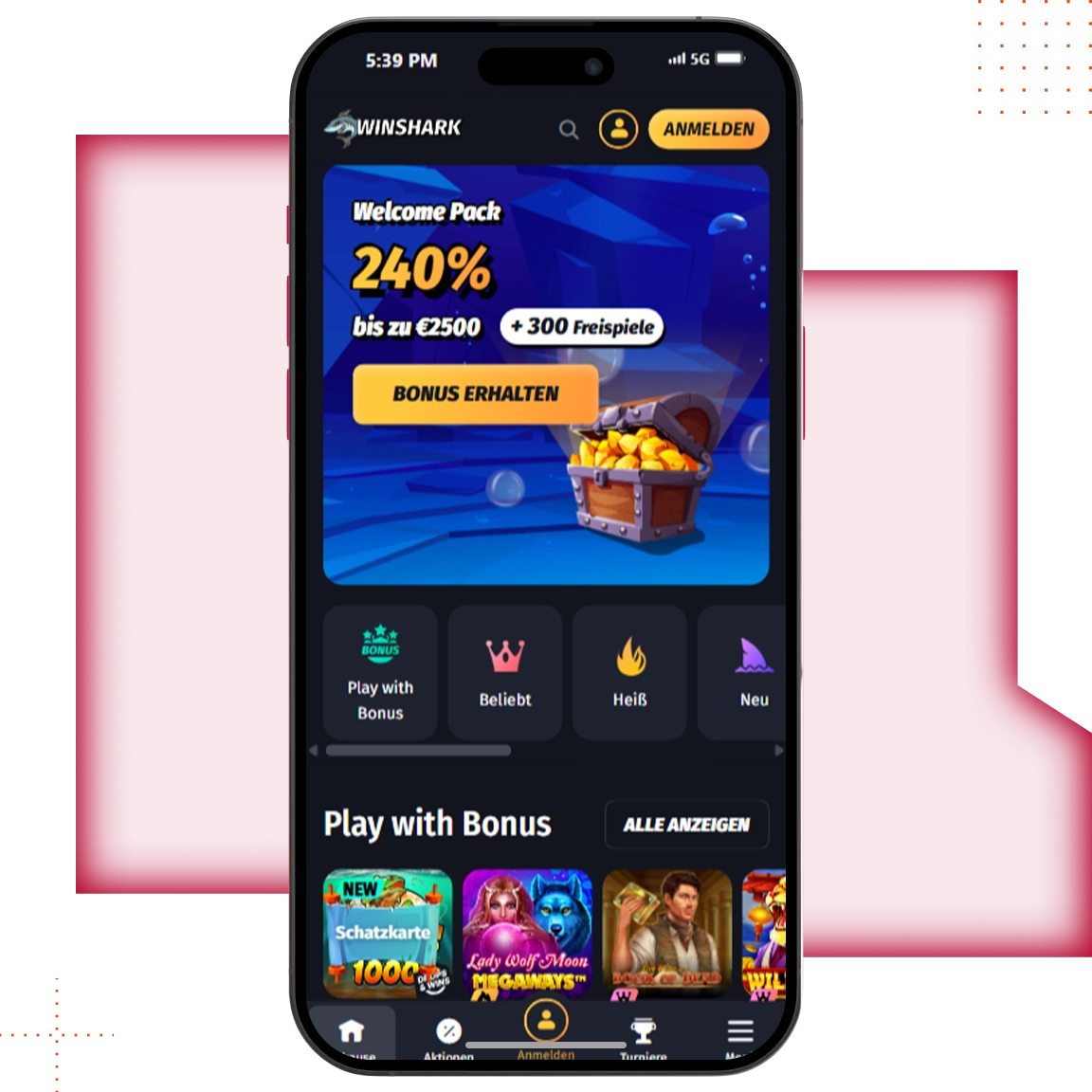 Win Shark Casino – Get 240% up to €2500 + 300 Free Spins